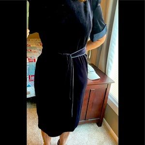 Navy blue velvet snd satin dress size 18